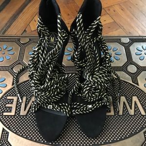 Black and Gold Strappy Heels